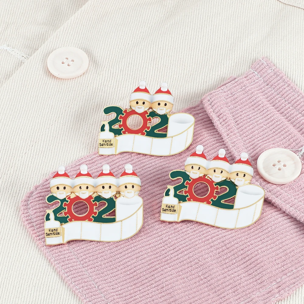 2020 Рождественская брошь Санта Клаус с маской эмалированная на булавке