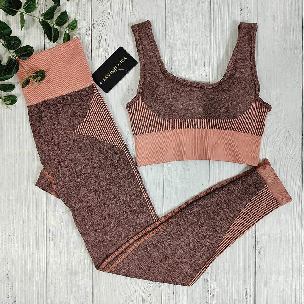 Женский бесшовный комплект для занятий йогой спортивный из 2 предметов