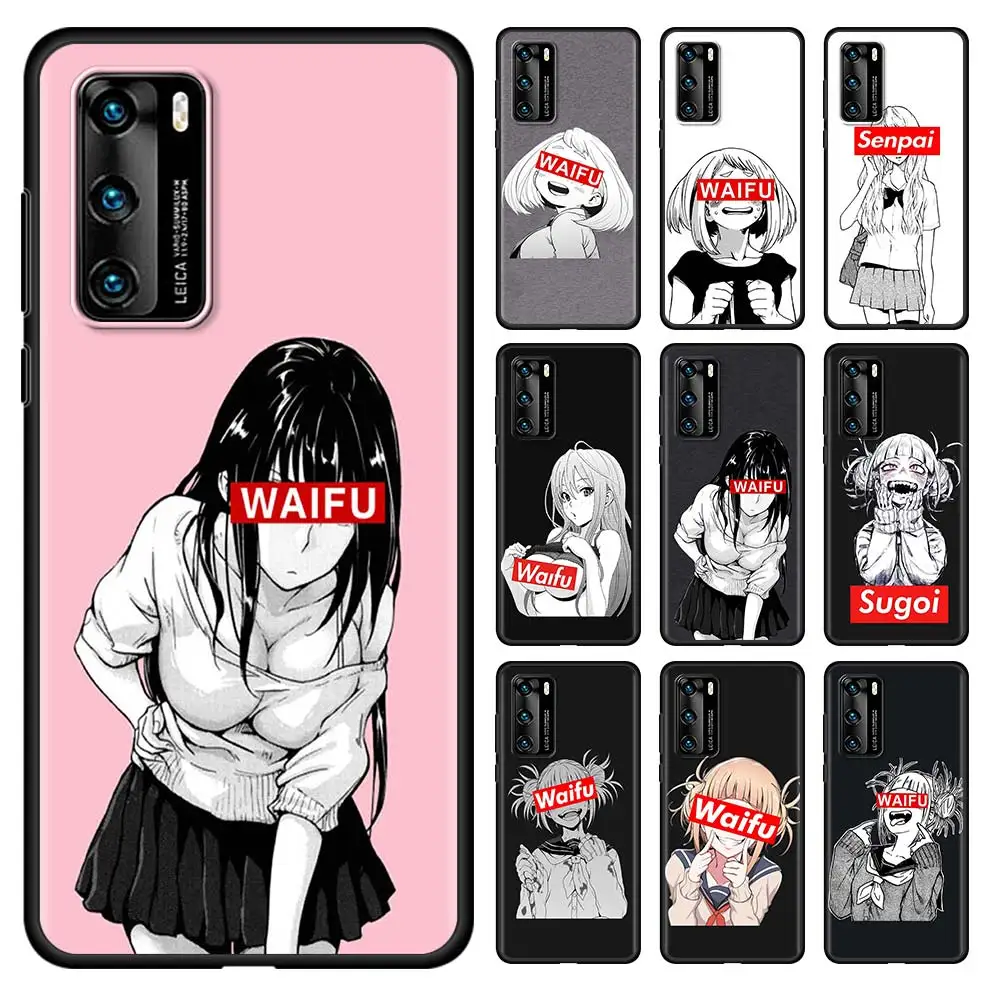 

Sugoi Senpai Anime Waifu Case For Huawei P30 P40 P20 Pro P10 Lite P Smart Z 2021 2020 2019 Smartphone Black Soft Silicone Cover