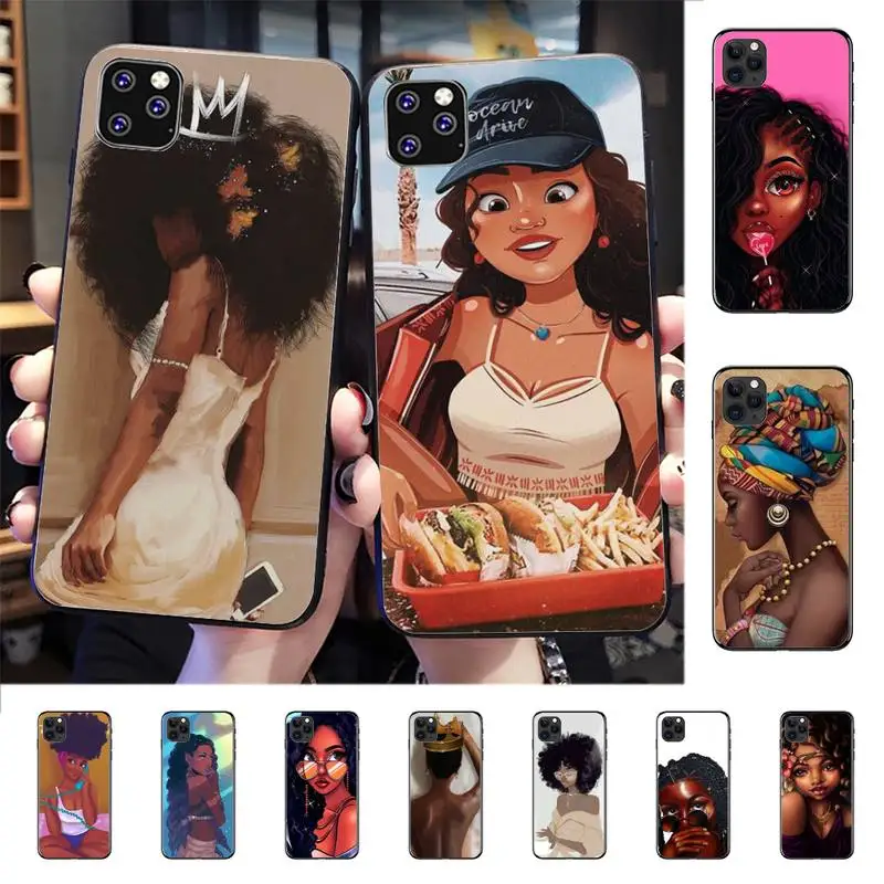 

Beautiful Afro Girls Phone Case for iphone 13 8 7 6 6S Plus X 5S SE 2020 XR 11 12 mini pro XS MAX