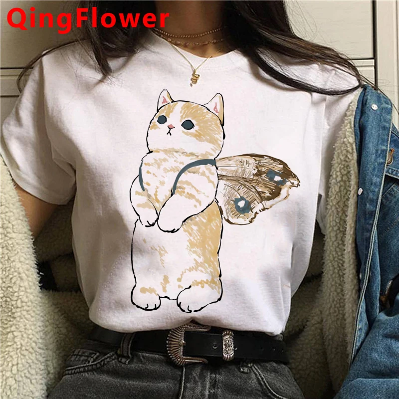 

Kawaii Cat t shirt women print ulzzang 2021 plus size t shirt graphic tees women