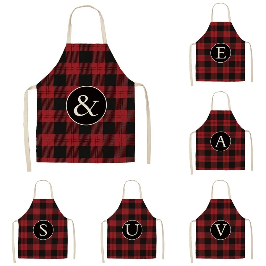 

Фартук с алфавитом, фартук в красную сетку, детский кухонный фартук, фартук для женщин, фартук для мужчин, Аксессуары для выпечки, парикмахер...