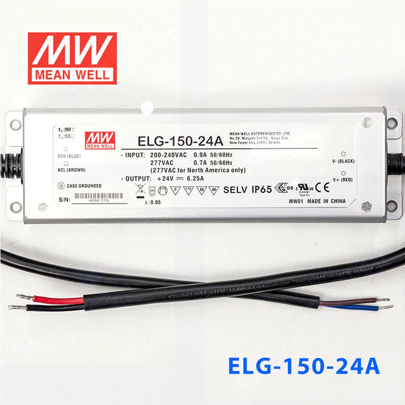 

(Only 11.11)MEAN WELL ELG-150-24A-3Y (2Pcs) 24V 6.25A meanwell ELG-150 24V 150W Single Output LED Driver Power Supply A type