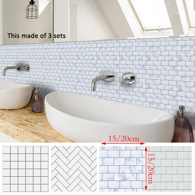 

10Pcs white lattice kitchen tile stickers kitchen and bathroom tile renovation stickers home decoration wall stickers