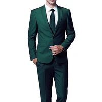 dark green evening party men suits for wedding prom wear two piece jacket pants trim fit custom made wedding groom tuxedos