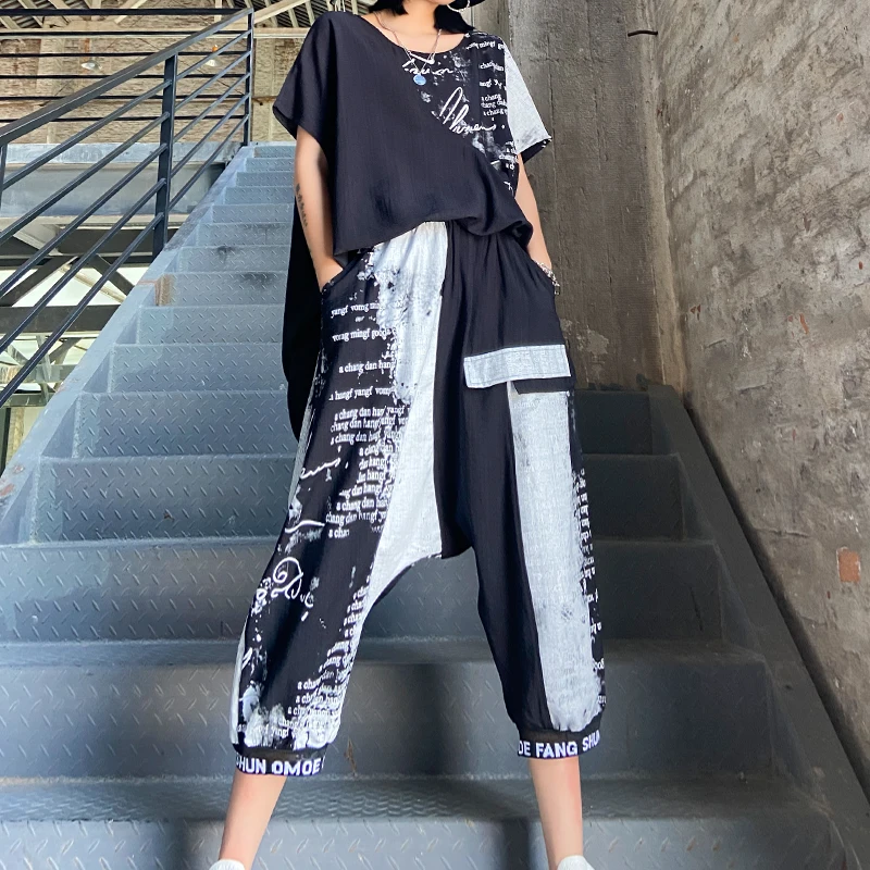 Женские летние тонкие брюки XUXI свободные большого размера с принтом букв и