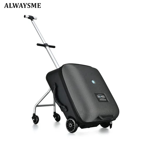 Тележка для путешествий ALWAYSME с чемоданом для путешествий, черного цвета