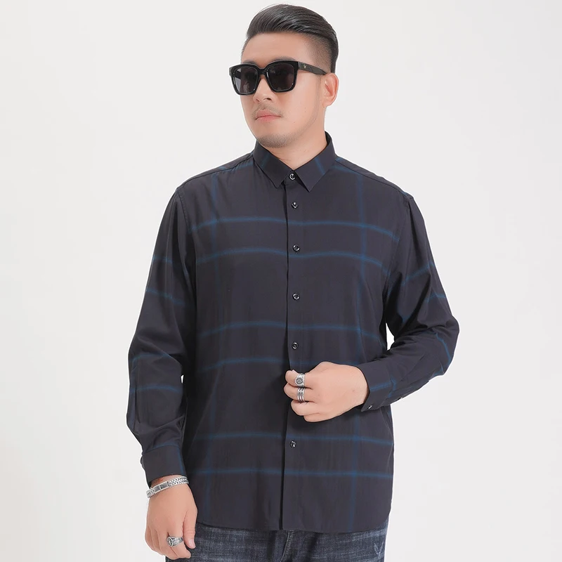 Большие размеры 8XL 7XL 6XL 5XL мужские деловые повседневные рубашки с длинными
