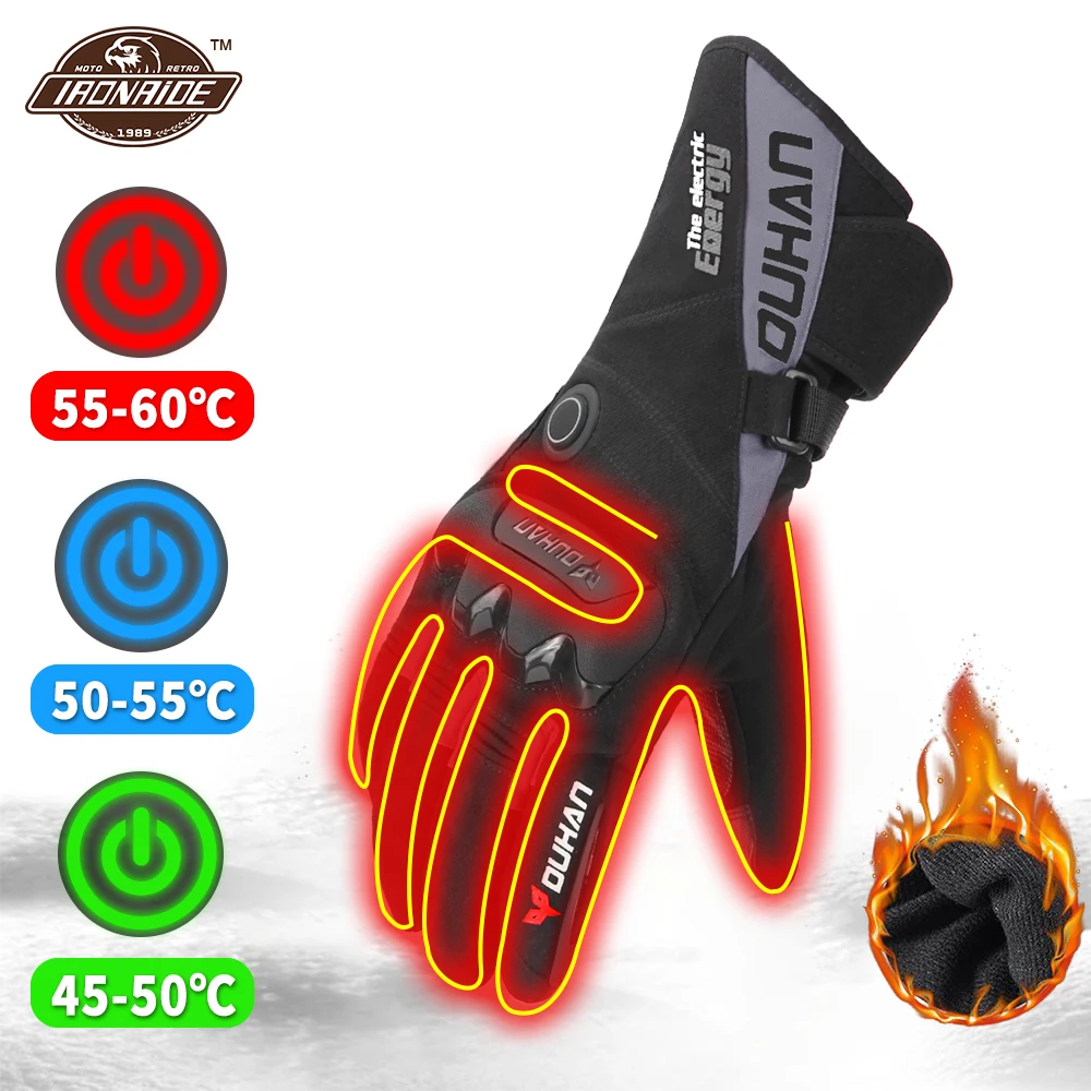 

DUHAN Waterproof Motorcycle Gloves Heating Motocross Gloves USB Electric Heated Gloves 4000MHA Battery Guantes Moto For Winter