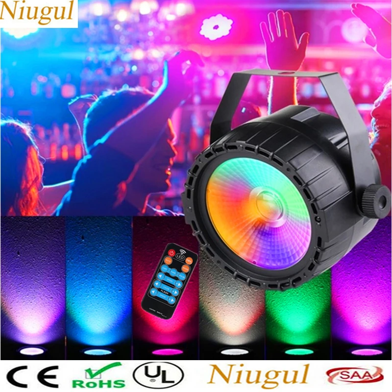 

Wireless Remote Control RGB+UV Effect COB LED Par Light /DMX512 Wash Effect Stage Lighting/Disco Wedding Home Party LED Lamp