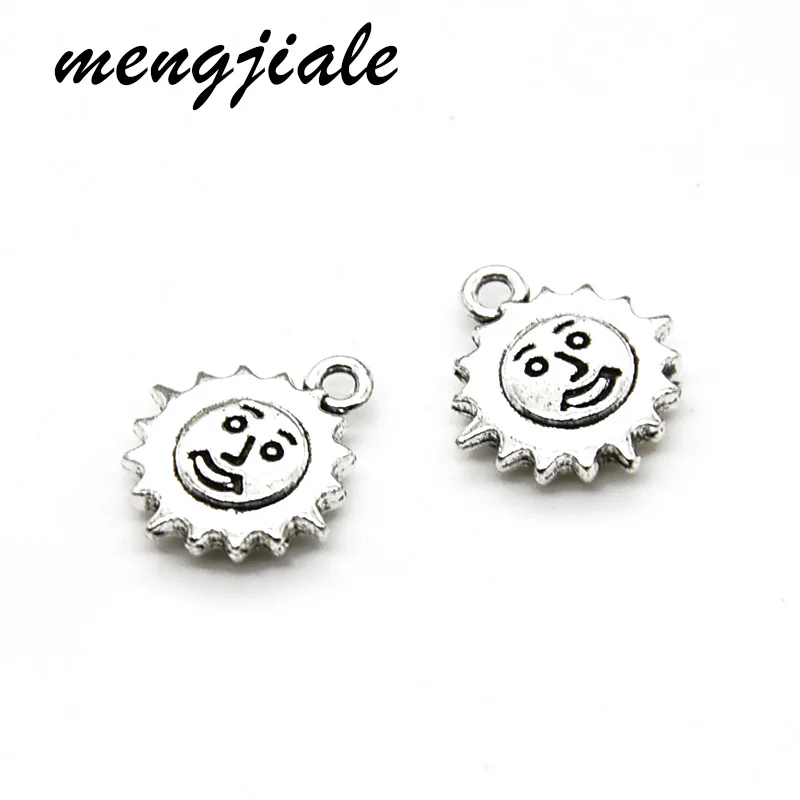 

20pcs Wholesale Antique Silver Sun Smile Charms Zinc Alloy Metal Pendants For DIY Handmade Jewelry Accessories Making 15*13mm