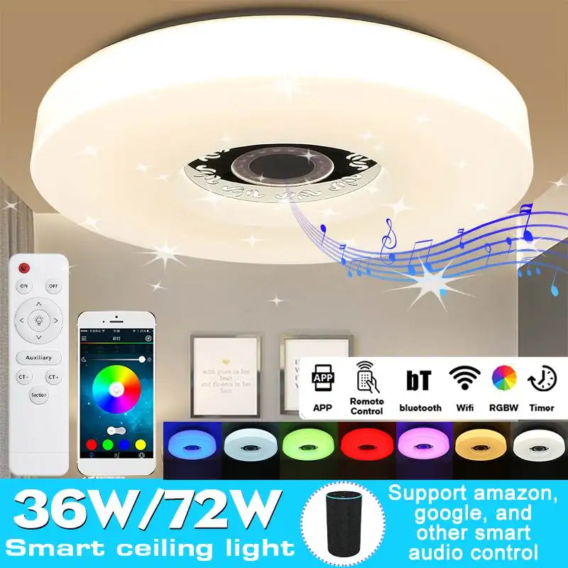 

Modern RGB Dimming LED Smart Ceiling Light Home Bedroom WiFi APP Intelligent Control Ceiling Lamp 36W/72W bluetooth Music Light