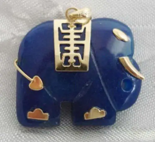 DYY Бесплатная доставка&gt Красивая из голубого нефрита 18KGP слон кулон и ожерелье |