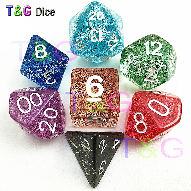 Высокое качество случайные красочные кости набор D4 D20 с 4 различными стилями для