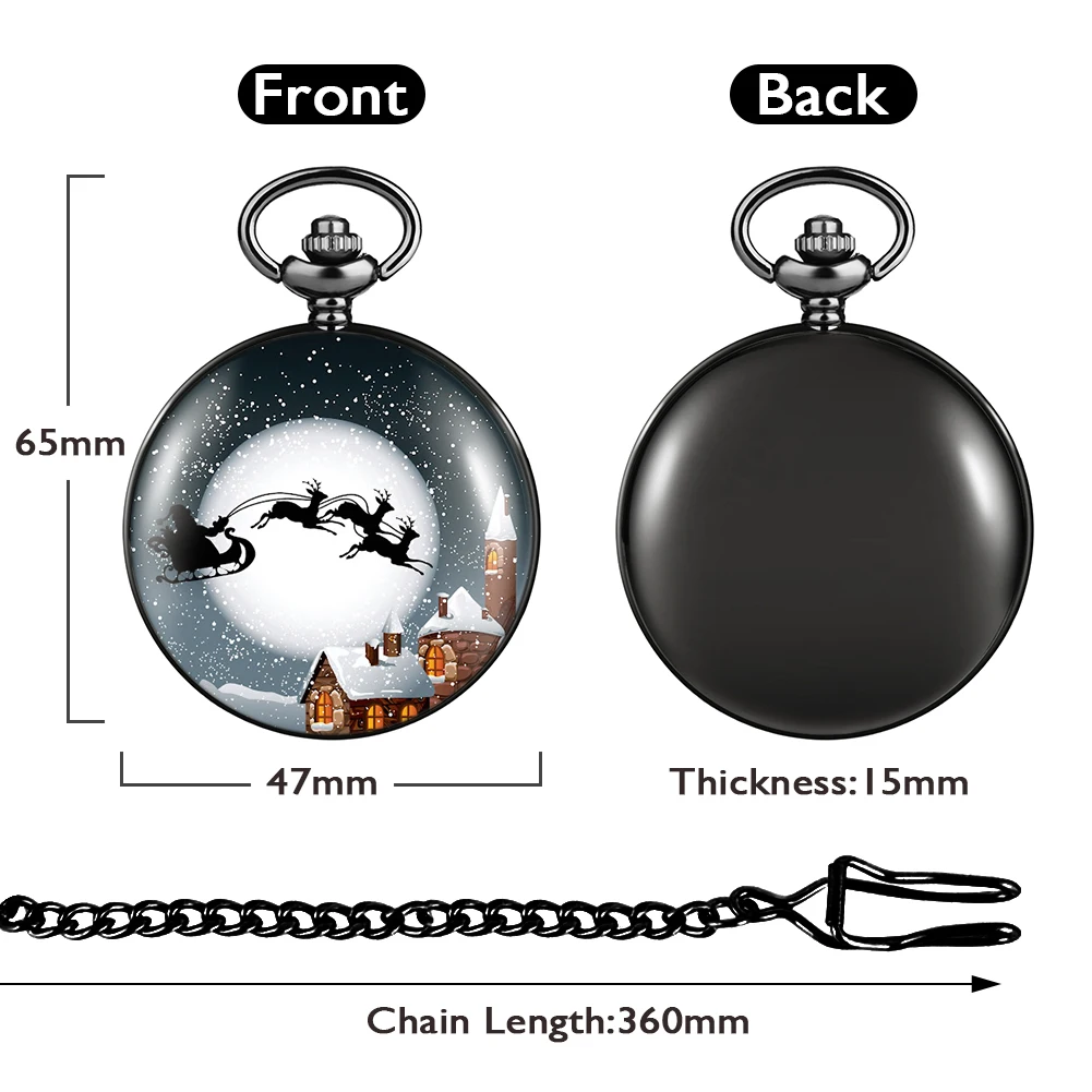 2021 Christmas Pocket Watch Gifts Set Men's Quartz Flip Pendant Watch Ladies Necklace Clock Gift with Box for Husband Dad