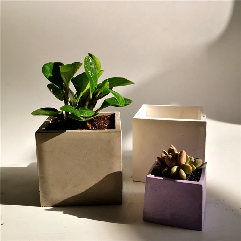 

Large 12cm Square Concrete Flower Pot Silicone Mold Succulent Planter Silicone Mold Homemade Succulent Plant Pot Molds