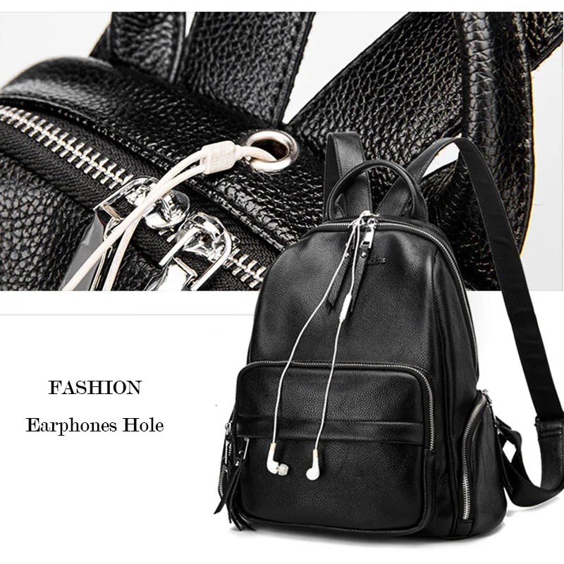 Женский рюкзак на двойной молнии в стиле ретро черный женский большой мягкий из