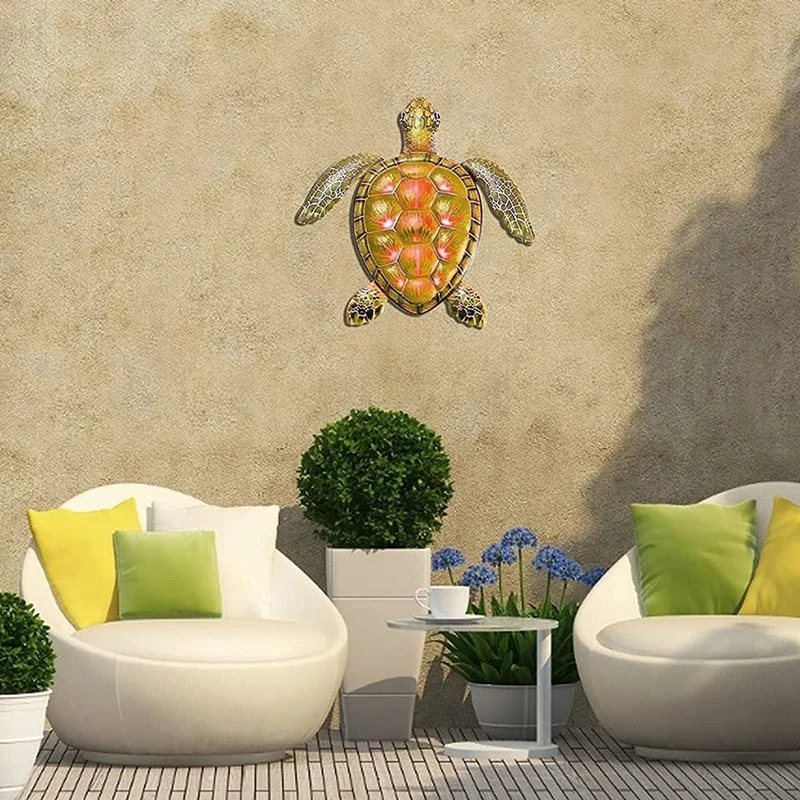 Садовые статуи морская черепаха настенное искусство металлическая настенная