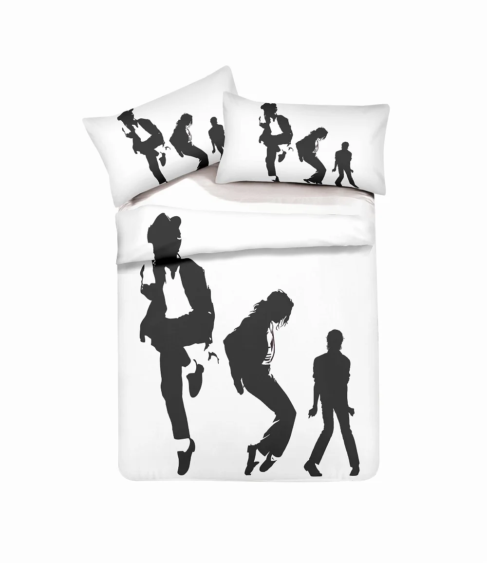 Белый комплект постельного белья с 3D принтом Майкла Джексона модный Семейный 2/3