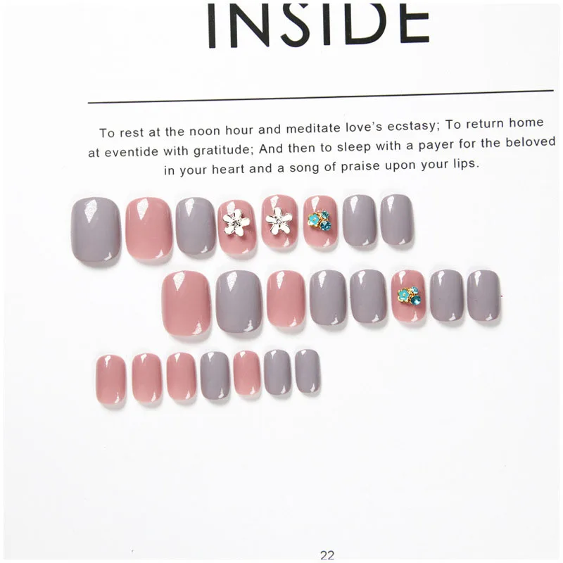 Искусственные ногти с клеем 3D цветочные искусственные Модные накладные сделай