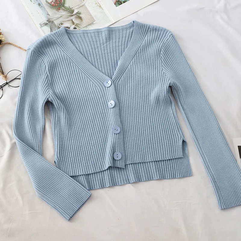 Женский Осенний трикотажный свитер на пуговицах| |