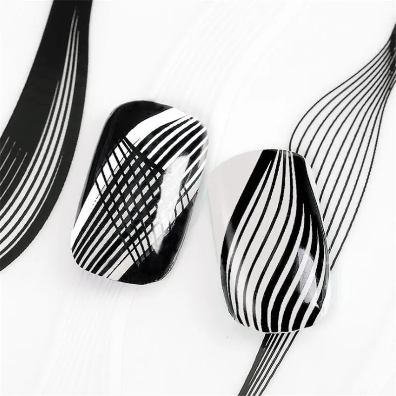 

Classic Holographic Stickers White Black Gold Nail Art Stripe Decals Sticker Nail Decal Manicure Nails Decoration Wraps F560