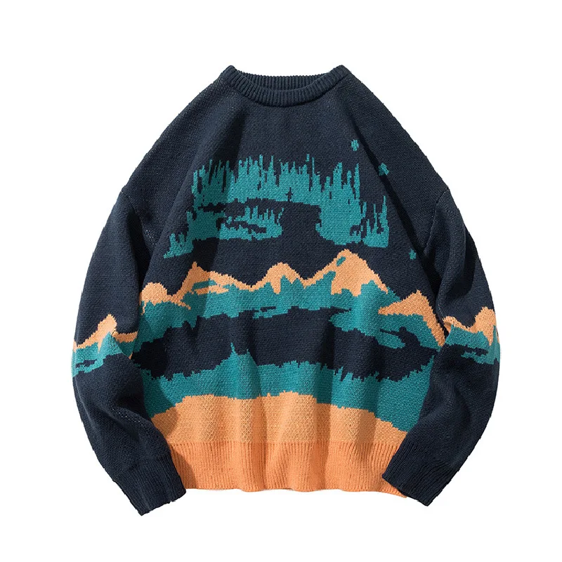 

Knitted Sweater Men's Autumn Winter Clothing Harajuku Hip Hop Streetwear Hipster Casual Pullovers Overzied Men Sweaters Jumpers