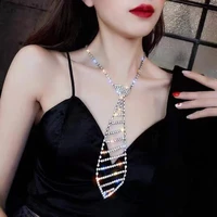 2022 new sexy rhinestone tie long necklace womens bow tie fashion diamond clothing tie necklace party jewelry beautiful gifts