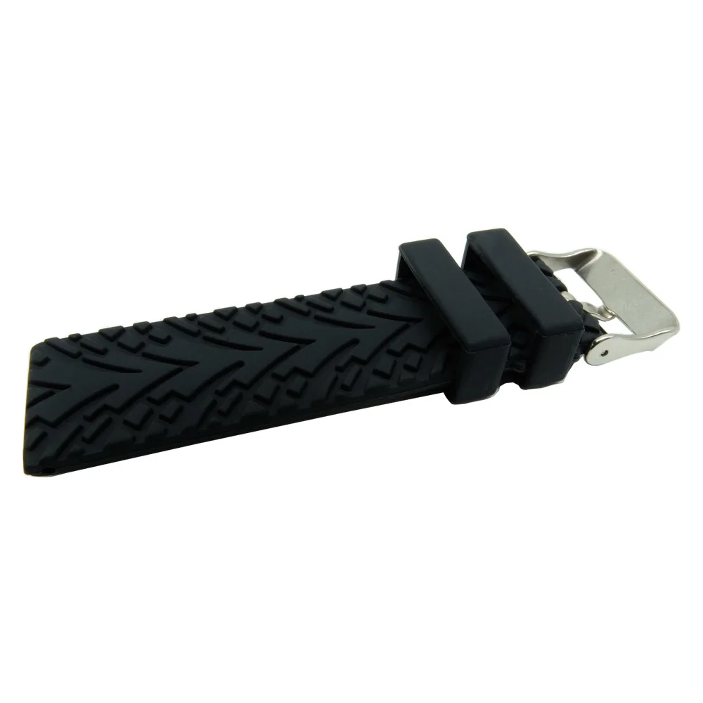 

For Suunto Core Watch Strap 24MM Soft Rubber Silicone+Stainless Buckle + Black / Silver Adapters + Screwbars