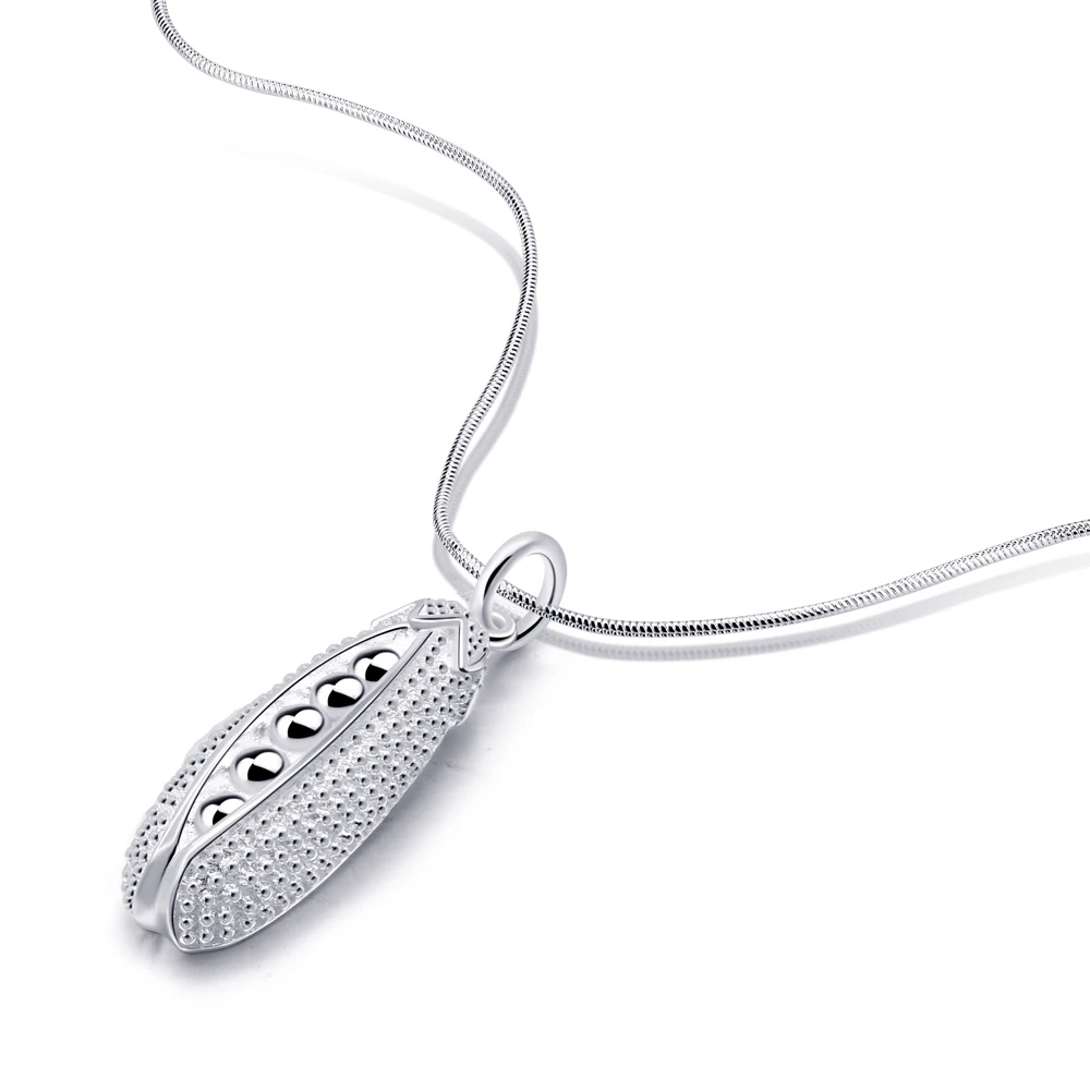 

Fashion Jewelry 925 Sterling Silver Pea Necklace For Women, Cute Peas Pendant Necklace Women Silver Necklace