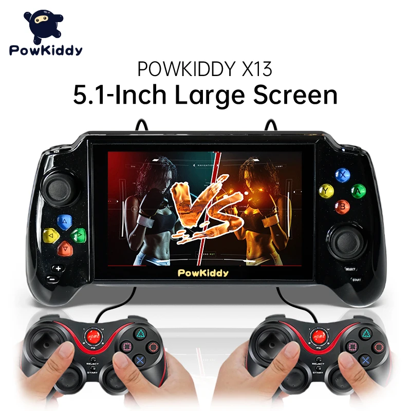 

Powkiddy New 5.1 inch X13 Nostalgic Retro Handheld Game Console Double Gamepad Video Game Built in 3000 Game TV Output Children