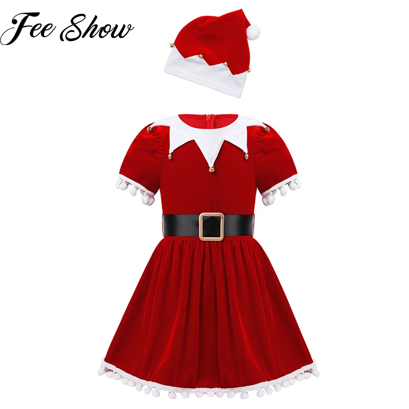 

Детская Рождественская Одежда для девочек; Детский костюм Санта-Клауса На Хэллоуин для костюмированной вечеринки; Платье-пачка с оборками ...