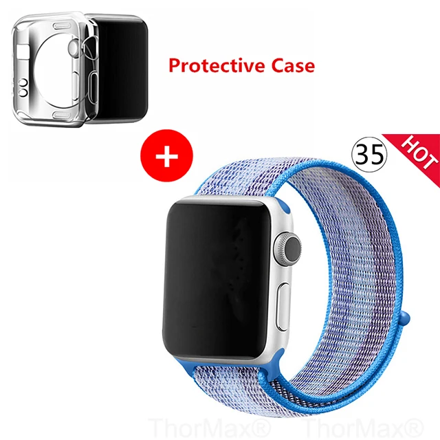 Нейлоновый спортивный бесшовный ремешок для наручных часов iwatch, 4 цвета, в полоску, легкий мягкий сплетенный ремешок для наручных часов Apple Watch 4 серии 3/2/1 38 мм 42 мм 40 мм 44 мм - Цвет ремешка: light blue stipre