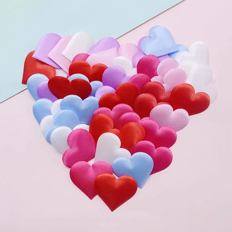 Купи 1 Bag /100pcs 3.5CM Heart Padded Applique For DIY Clothes Hat Sewing Hair Clip Accessories Wedding Decoration Patches за 121 рублей в магазине AliExpress