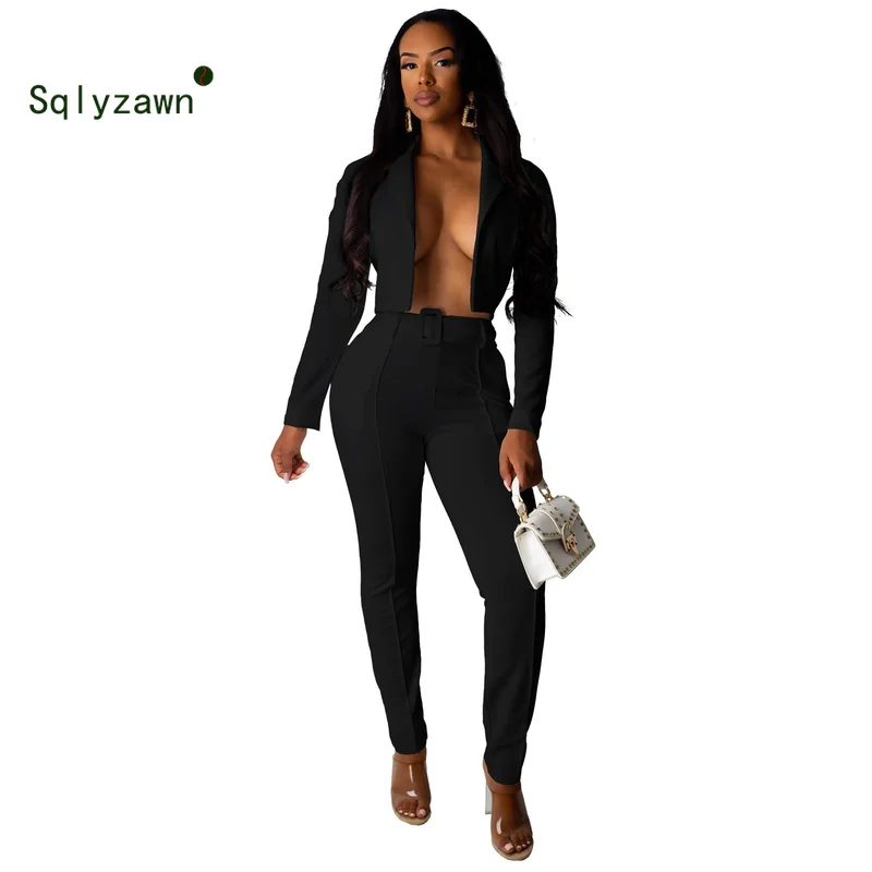 Уличный женский короткий Блейзер комплект из 2 предметов осенние женские