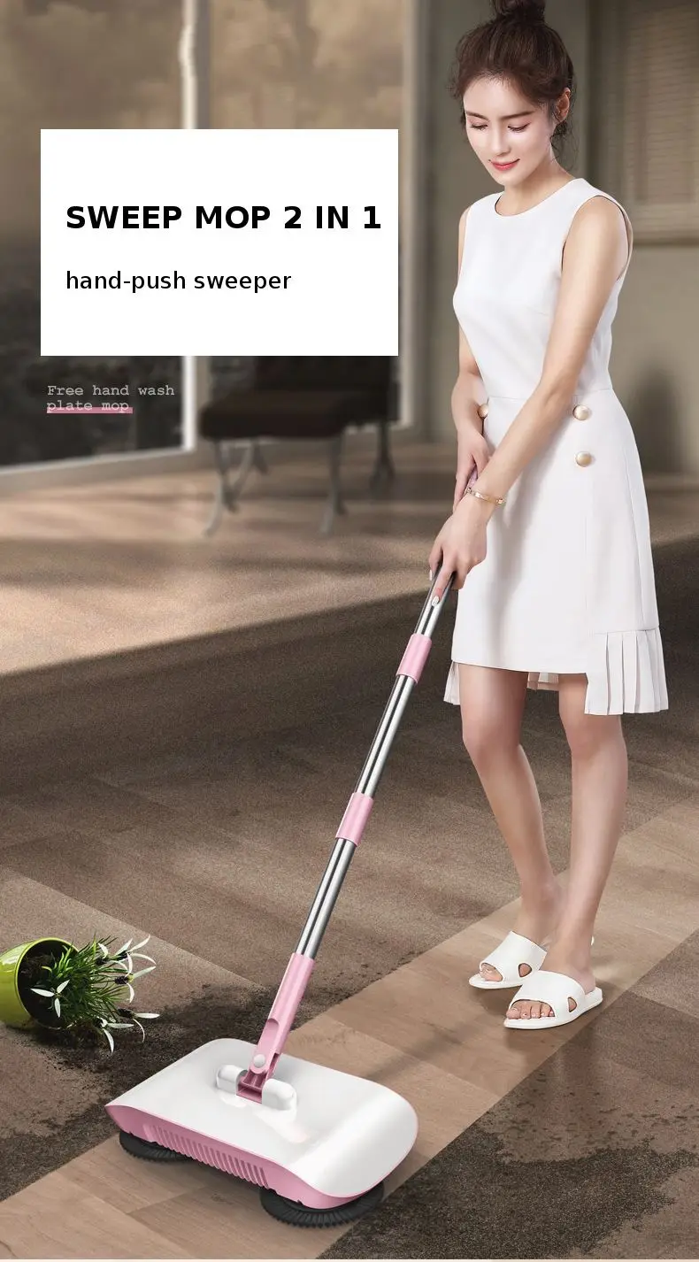 

Hand Push Sweeper Household Broom Dustpan Mop All-in-one Gift Mop Sweeper Without Dead Corner Plate Cleaning Mop