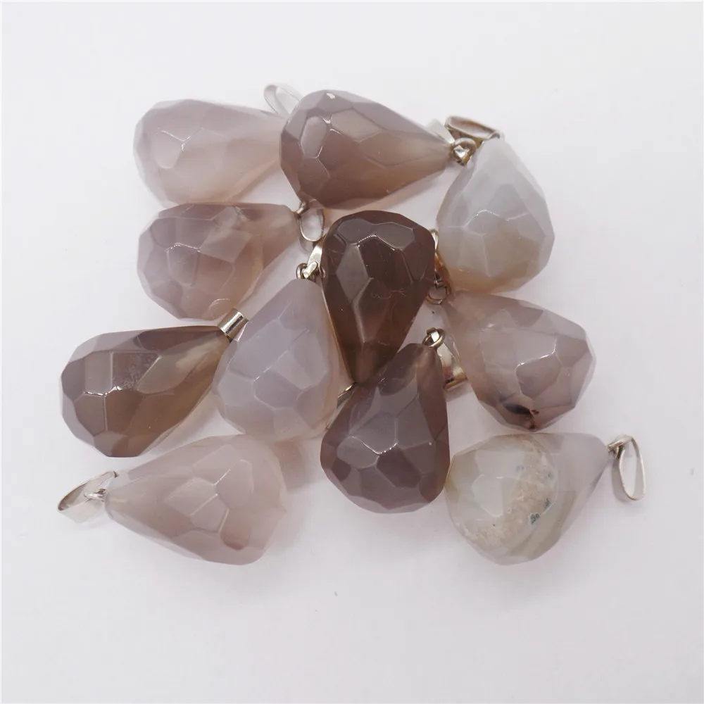 

Бусины каплевидные из коричневого и серого агата, 20x14 мм, 10 шт.