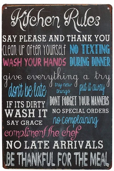 

New Tin Sign Rules Say Please and Thank You Aluminum Metal Sign for Wall Decor