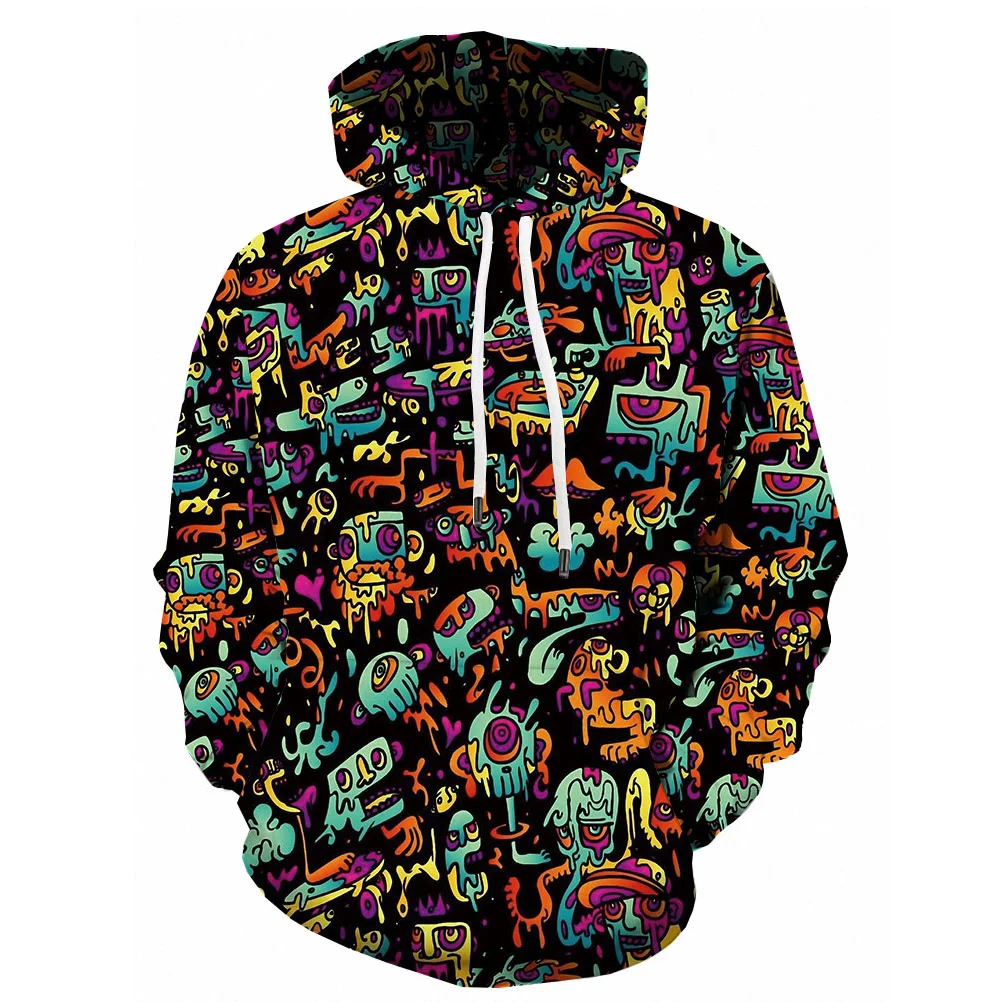 

3d printed hooded book long-sleeved shirt psychedelic sweatshirt flower element student wear casual anime graffiti hoodie