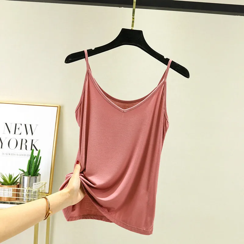 

Modal Sleeveless T-shirt Women Sexy Club Top Elastic Tshirts Big Size Fashion Loose Style Camis Solid Fashion Summer Sling