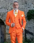 Блестящий оранжевый заостренными лацканами для мужчин, для работы, бизнеса, костюм 3 предмета в комплекте Красивый смокинг для жениха Вечерние платье для выпускного вечера (куртка + брюки + жилет + галстук-бабочка) NO:288