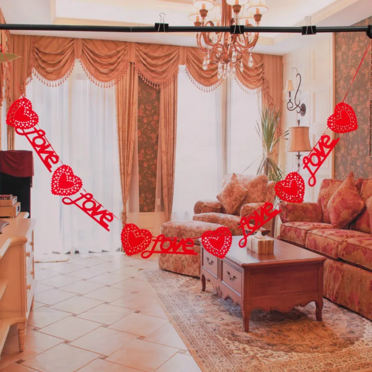 Sugan Life 3 м полые Pull Flower LOVE нетканые ткани Hi Word Гирлянда Декор баннер из для флагов