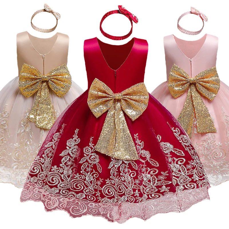 

Lace Princess Dress For Baby Girls Elegant Wedding Birthday Party Tutu Prom Clothes Children Toddler Kids Christmas Costume