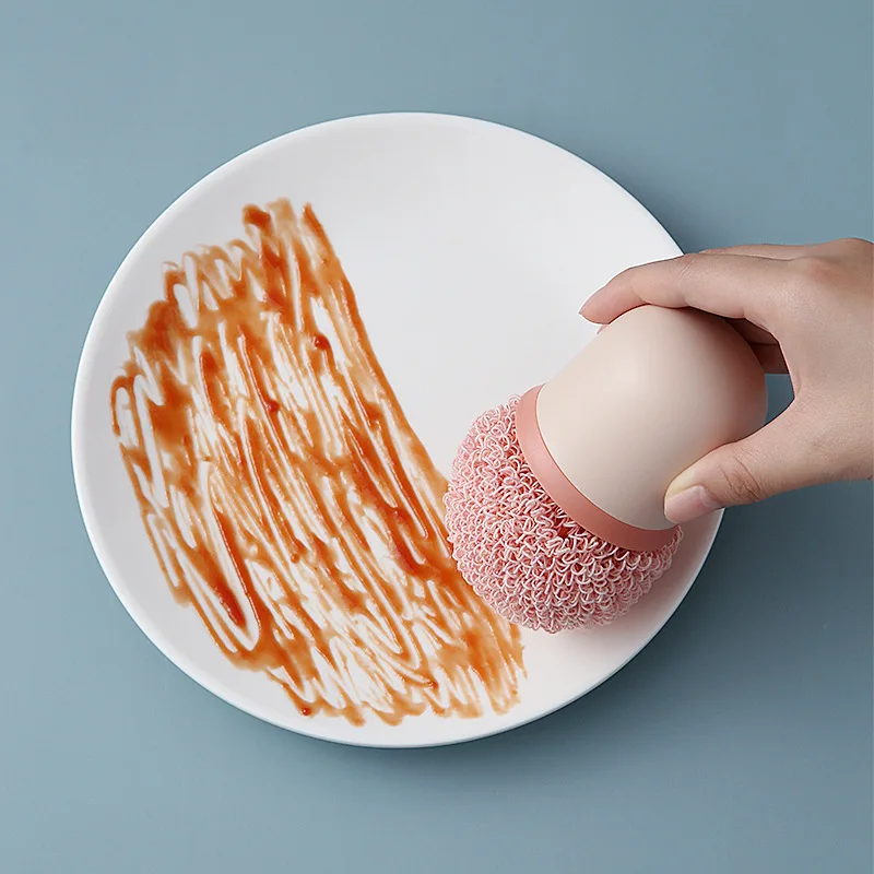 

Round handle cleaning ball Washing Pot Brush Degradable fiber Kitchen Strong decontamination Pot Brush Kitchen Cleaning Brush