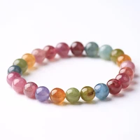 natural colorful tourmaline candy clear round beads bracelet 7mm 7 5mm women men crystal rainbow tourmaline aaaaaa