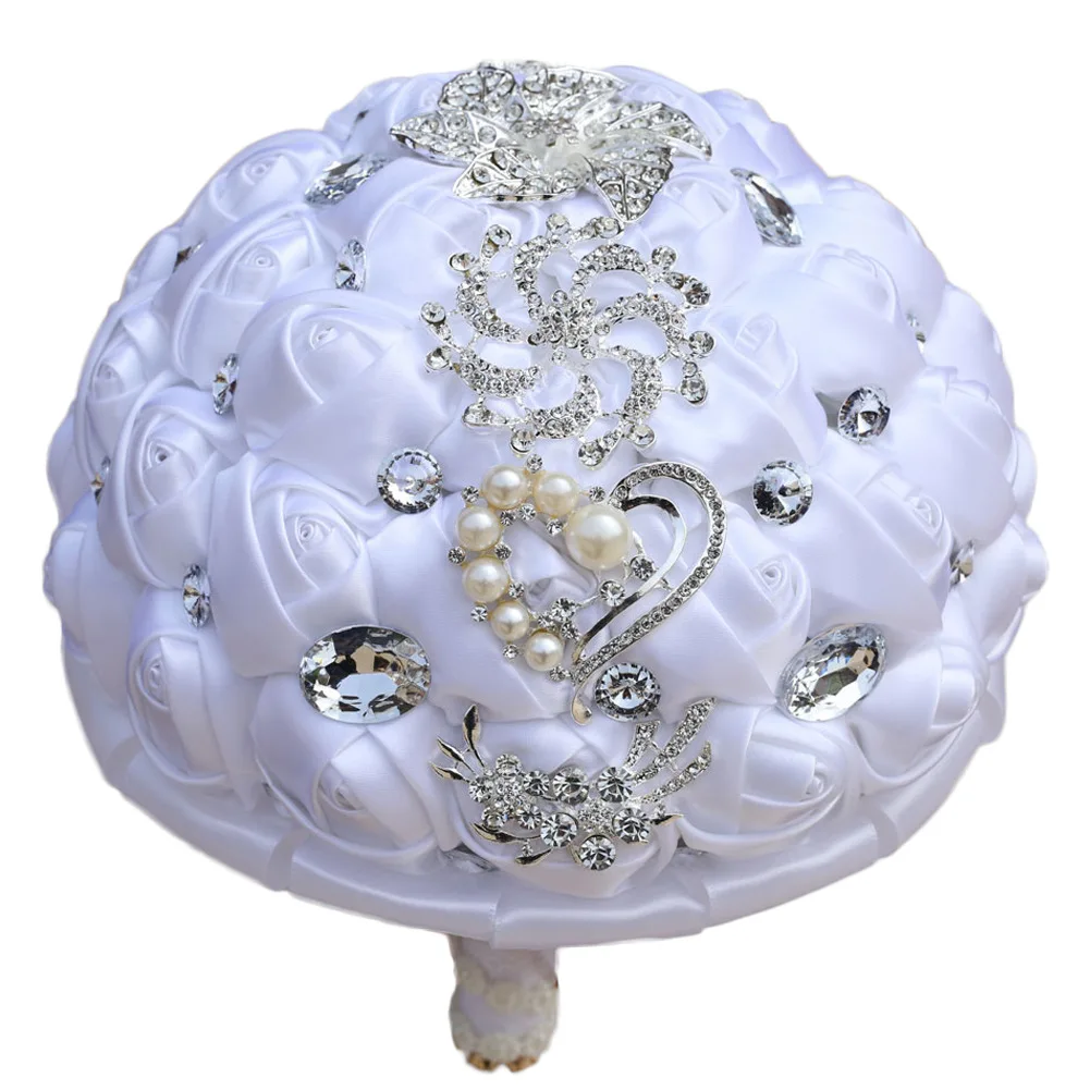 Белые/красные/синие розы Искусственные цветы букет с бриллиантами жемчужные