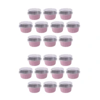 200pcs 5oz 125ml disposable cake baking cups muffin liners cups with lids aluminum foil cupcake baking cups pink