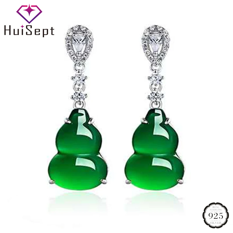 Женские винтажные серьги HuiSept серьги-подвески из серебра 925 пробы с изумрудами и