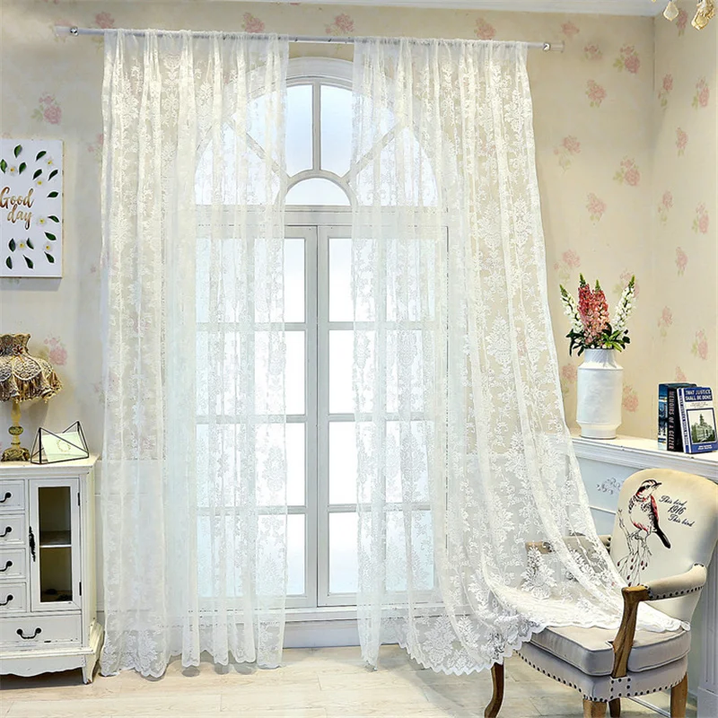 

European White Sheer Curtains for Living Room Tulle Window Curtain for Bedroom Voile Window Transparent Curtain Drapes Custom