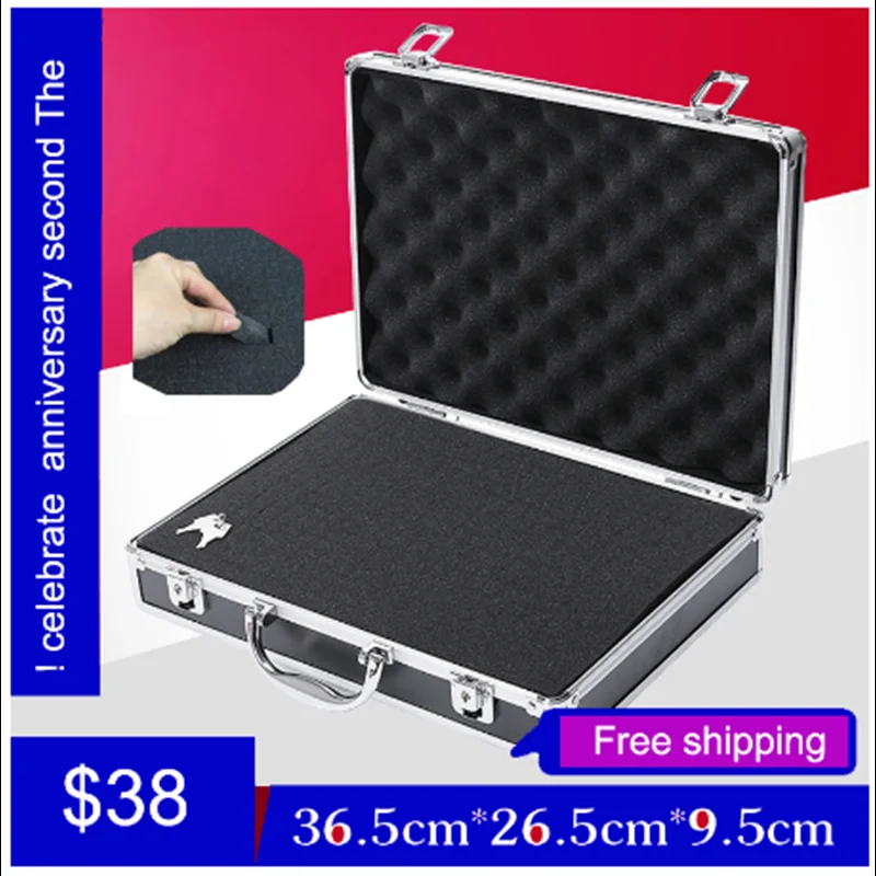 

high quality aluminium tool case toolbox file storage Hard carry tool box Hand Gun Locking Pistol with foam lining 345*245*75MM